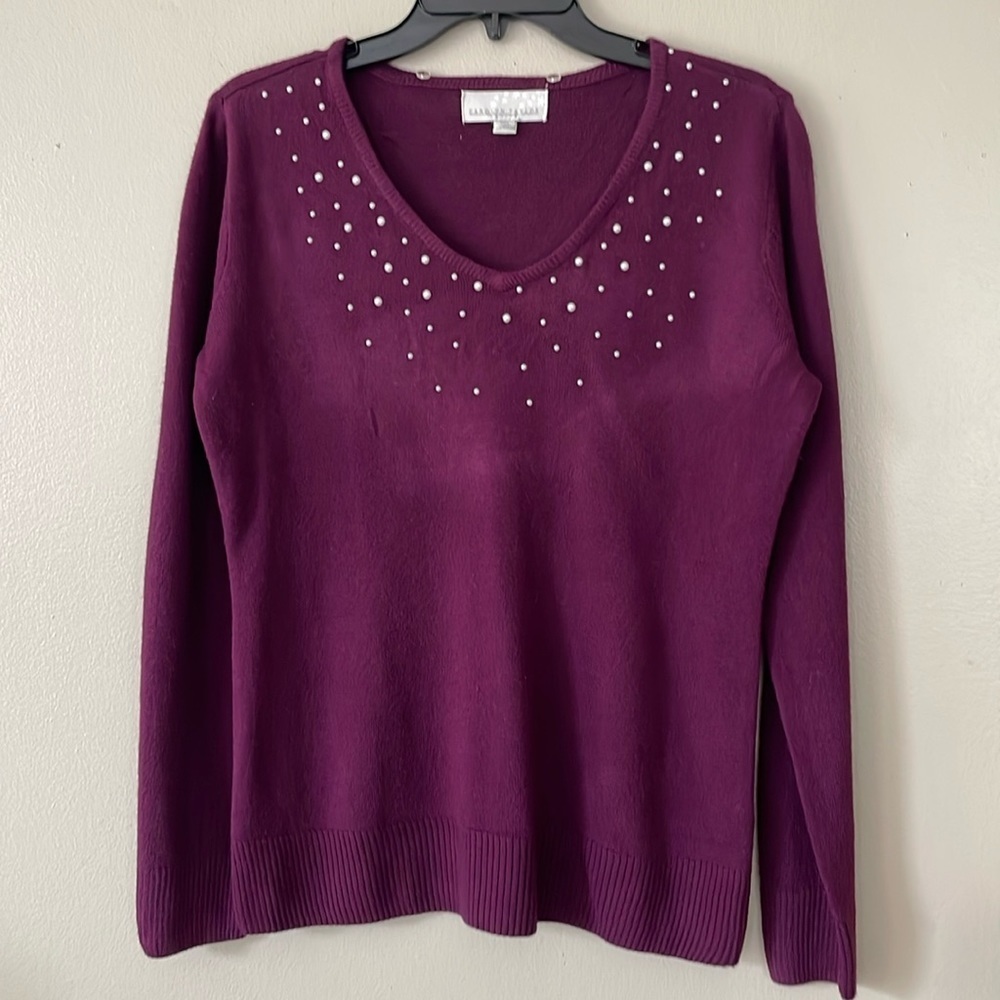 Carolyn Taylor embellished long sleeves knit sweater with removable scarf